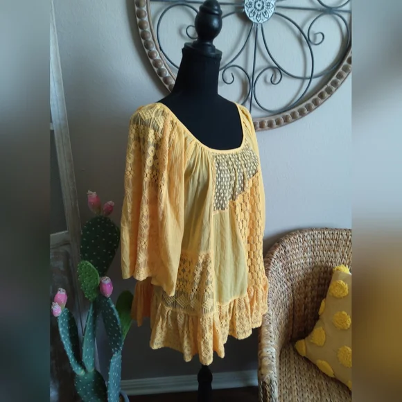Young Threads Sunny Yellow Lace Blouse - Picture 5 of 9